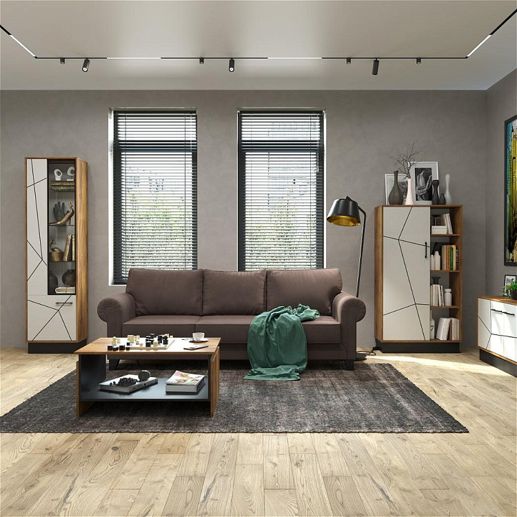 Модульная гостиная Гамма таксония/черный/ПВХ белый